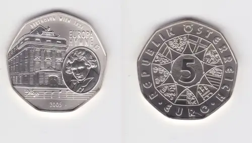 5 Euro Silber Münze Österreich Europahymne – Ludwig van Beethoven 2005 (130803)