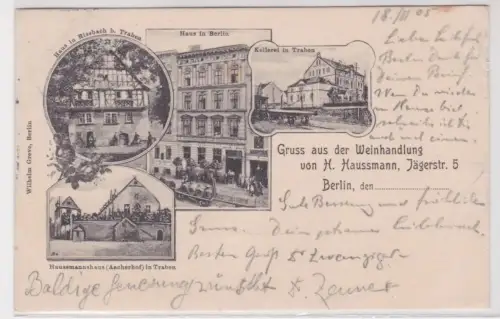 08282 Ak Gruß aus der Weinhandlung von H.Hausmann Jägerstraße 5 Berlin 1905