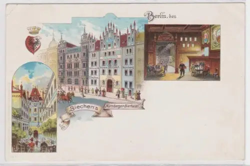 62343 Ak Lithographie Berlin Siechen´s Nürnberger Bierhaus um 1900