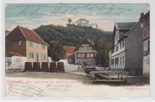 54709 AK Gernrode i. Harz. Stubenberg vom Spittelteich gesehen. 1906