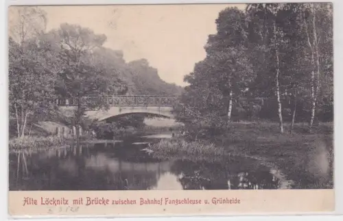 904210Ak Alte Löcknitz mit Brücke zwischen Bahnhof Fangschleuse u.Grünheide.1908
