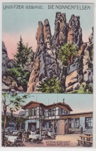 65109 Ak Lausitzer Gebirge: Die Nonnenfelsen,Bergwirtschaft Nonnenfelsen.um 1940