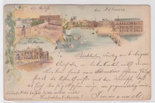 46342 Lithografie Ak . Stockholm. Neuer Hoftheater, Am Mälarsee. 1897