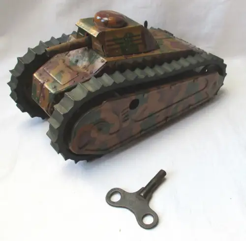 Tippco Nr 200 Schwerer Kettenpanzer Panzer Blech mit Uhrwerk um 1935 (135481)