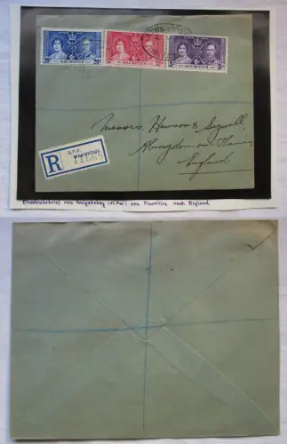 Einschreibebrief GPO Mauritius nach Abingdon England 1937 (130566)