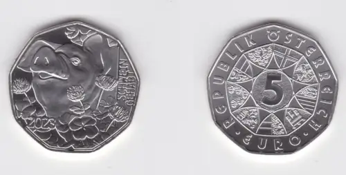 5 Euro Silber Münze Österreich Neujahrsmünze 2023, Schwein gehabt (133314)