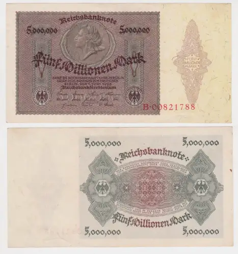 5 Millionen Mark Banknote Deutsches Reich Berlin 1. Juni 1923 Ro. 88 (140320)