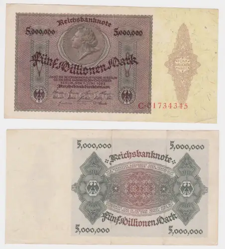 5 Millionen Mark Banknote Deutsches Reich Berlin 1. Juni 1923 Ro. 88 (144182)