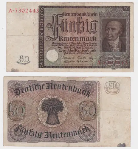 Banknote 50 Rentenmark Dt. Reich 6.7.1934 Rosenberg 165 (144190)