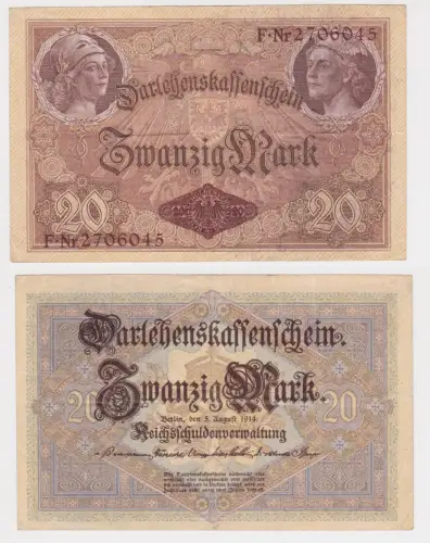 20 Reichsmark Banknote 5.8.1914 Ro.49 b II-III (140815)
