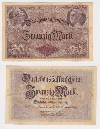 20 Reichsmark Banknote 5.8.1914 Ro.49 a II-III (146388)