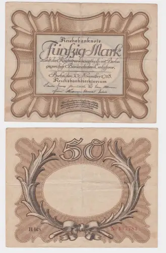 50 Mark Banknote Deutsches Reich "Eierschein 30.11.1918 Ro.Nr.57 b (148095)
