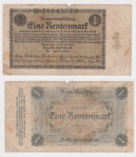 seltene Banknote 1 Rentenmark 1.11.1923 Ro Nr. 154a (149885)