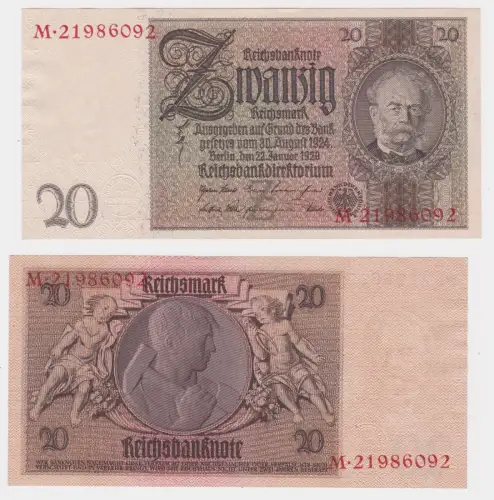 seltene Banknote 20 Reichsmark 22.1.1929 Ro Nr. 174a (146328)