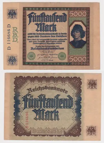 5000 Mark Banknote Inflation 16.9.1922 Rosenberg Nr.76 Erh.III+ (149842)