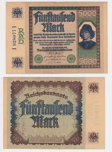 5000 Mark Banknote Inflation 16.9.1922 Rosenberg Nr.76 Erh.I- (141671)
