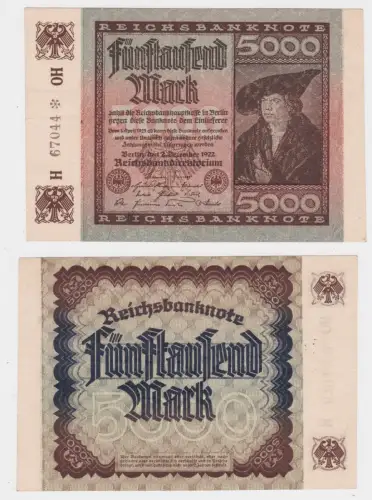 5000 Mark Reichsbanknote Deutsches Reich 2.12.1922 KN 5stellig (148950)