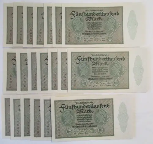 20 x 500000 Mark Reichsbanknote Deutsches Reich 1.5.1923 mit Banderole (149161)