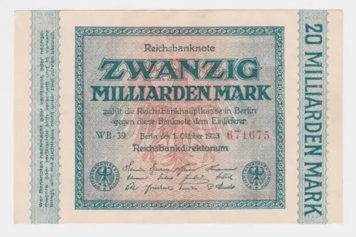 20 Milliarden Mark Banknote Berlin 1.Oktober 1923 Rosenberg 115b (142932)
