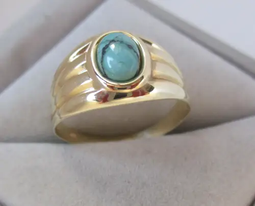 eleganter 333er Gold Ring mit türkisem Edelstein (163410)