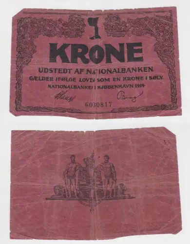 1 Krone Banknote "Kaffeposer" Dänemark 1914 (149062)