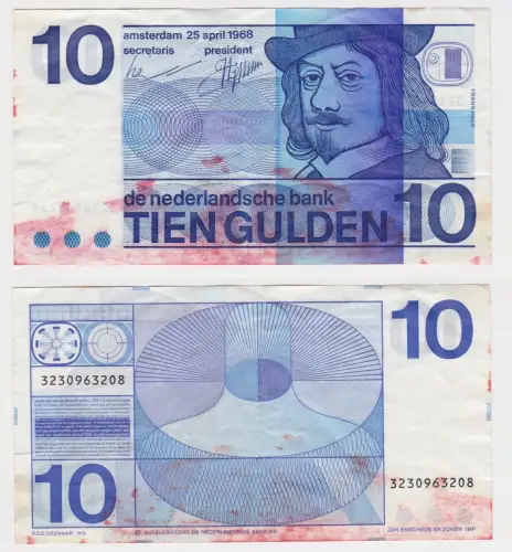 10 Gulden Banknote Niederlande de nederlandsche bank 25.4.1968 (146098)