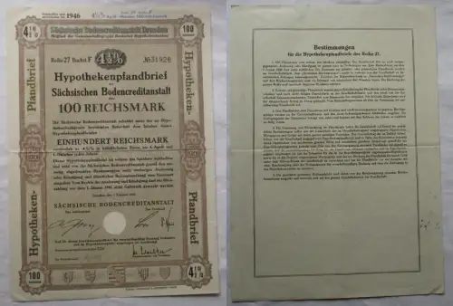 100 Reichsmark Aktie sächsische Bodenkreditanstalt Dresden 1.02.1940 (124516)
