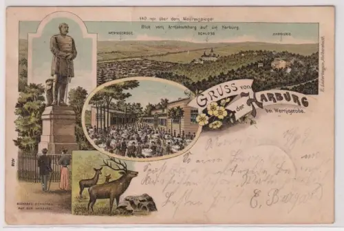 82026 Ak Lithographie Gruß von der Harburg bei Wernigerode 1898