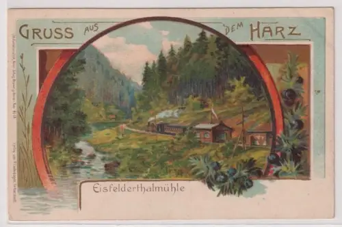 95398 Ak Lithographie Gruß aus dem Harz Eisfelderthalmühle um 1900