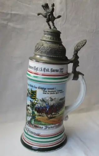 Porzellan Reservistenkrug kgl. sächs. Karabinier-Regiment 5. Esk. Borna (167618)
