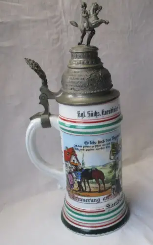 Porzellan Reservistenkrug kgl. sächs. Karabinier-Regiment 5. Esk. Borna (167618)