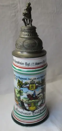 Porzellan Reservistenkrug kgl. sächs. Karabinier-Regiment 5. Esk. Borna (167618)