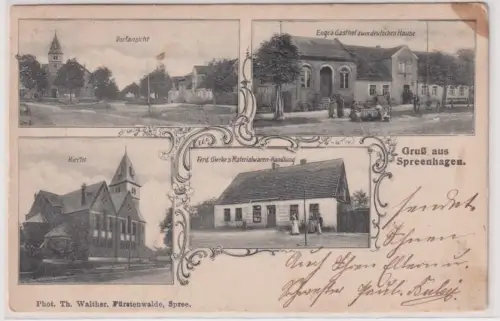 908448 Mehrbild Ak Gruß aus Spreenhagen Gasthof, Materialwarenhandlung 1907