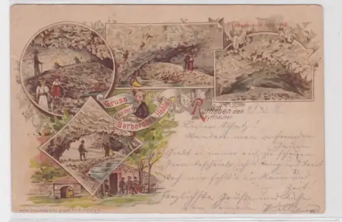 35971 Ak Lithographie Gruß aus der Barbarossahöhle Rottleben Kyffhäuser 1904