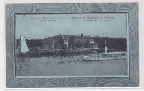 23166 Ak Gruß aus Restaurant Neu-Helgoland am Müggelsee bei Rahnsdorf 1912