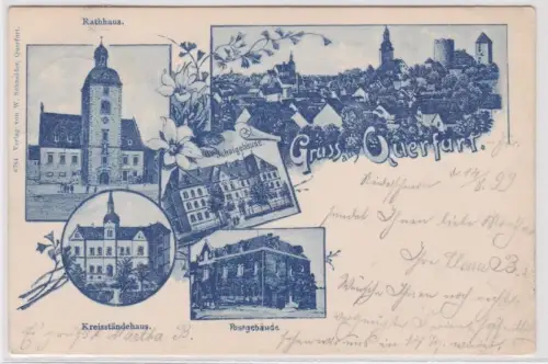 15027 Mehrbild Ak Gruß aus Querfurt Postgebäude usw. 1899