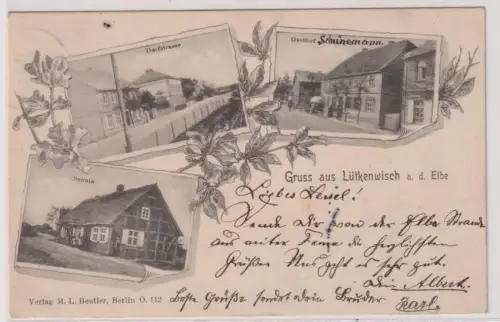 908312 Mehrbild Ak Gruß aus Lütkenwisch Gasthof, Schule, Dorfstraße 1906