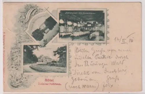 77510 Mehrbild Ak Hotel Reinhardtsbrunn Schloß, Hotel, Speisesaal 1900