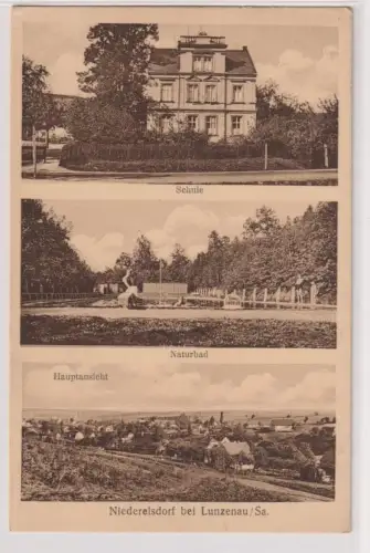 84898 Mehrbild Ak Niederelsdorf bei Lunzenau Schule, Naturbad usw. 1939