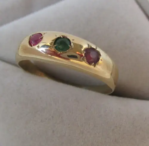 hochwertiger Damen Ring 333er Gold mit Smaragd, Rubin und Topas (168362)