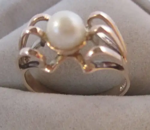 eleganter Damen Ring 333er Gold mit Perle (165507)