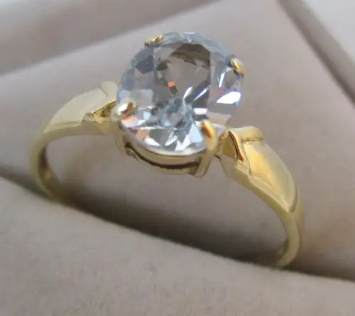 eleganter Damen Ring 333er Gold mit blassblauem Topas (167276)