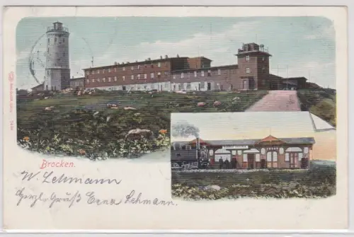 23373 AK Brocken. Brockenhotel und  Aussichtsturm. Bahnhof. 1910