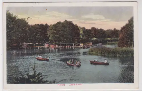 89837 AK Helbra. "Bad Anna". Ruderboote mit Personen auf dem Wasser. 1930