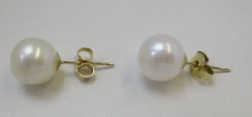 elegante 585er Gold Ohrringe Ohrstecker mit Perle (117517)