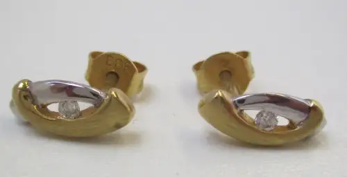 elegante 333er Gold Ohrringe Ohrstecker mit farblosem Edelstein (111203)