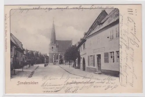 99715 AK Sandersleben. Beruburgerstrasse. Marktplatz mit Kirche. 1902