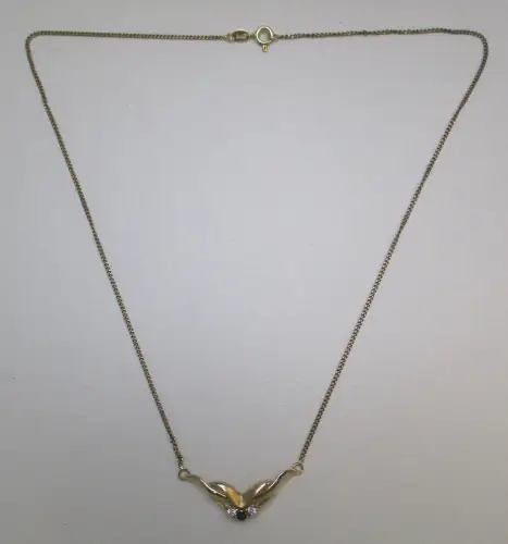 elegante 333er Gold Halskette Collier mit Schmuckstein + Topas Anhänger (109062)