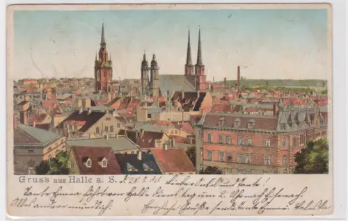 62495 AK Gruss aus Halle a. S. Panoramablick.  1890