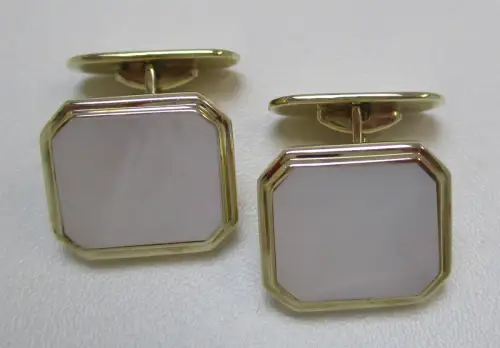 elegante 333er Gold Manschettenknöpfe mit Perlmutt Applikation (115444)